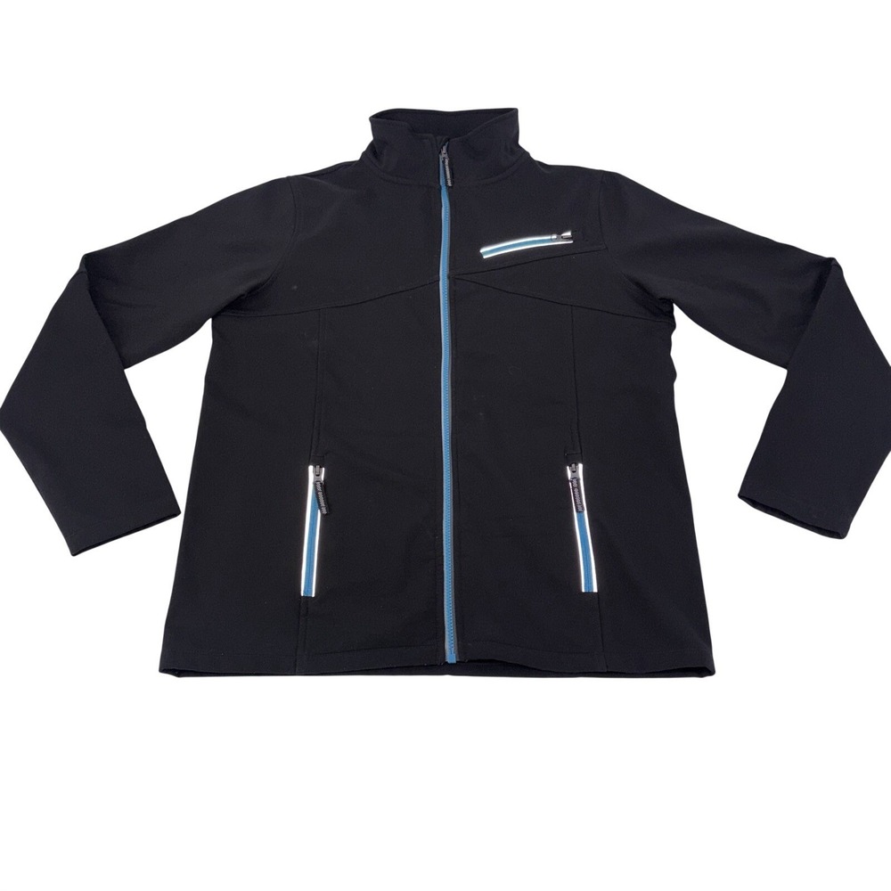 Lands' End Women's Full Zip Softshell Jacket Transitional Black Size XL (16-18)